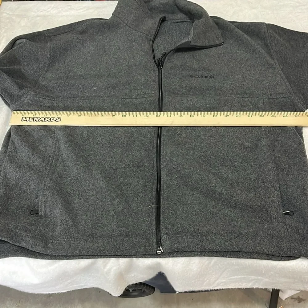 Columbia Fleece Long Sleeve Pullover Sweatshirt Full Zip‎ Mens Size XL Gray